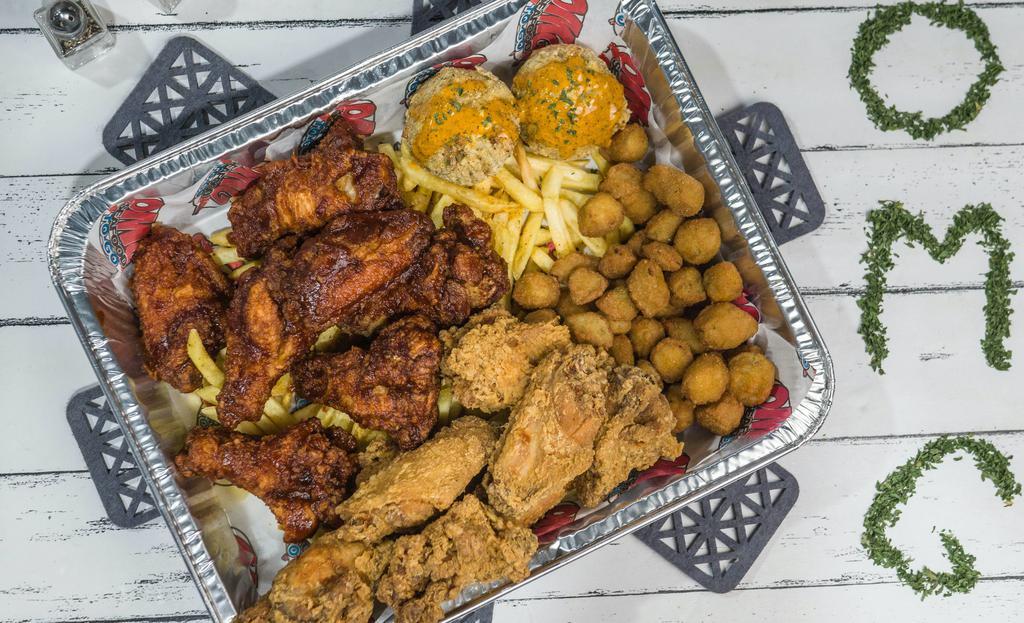 Combo #4 · 15PC  Wings (2 flavors)  + 2 Sides + 2 Boudin Balls