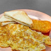 Oakland Omelet · 4eggs, taylor ham, bacon, American cheese.