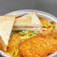 Veggie Omelet · 4eggs, tomato, onion, green peppers, mushrooms, swiss.