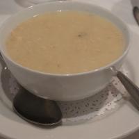 Avgolemono Soup · Traditional egg-lemon chicken soup.