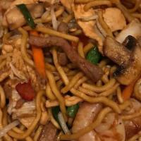 Combination Fried Rice Or Lo Mein · Chicken, shrimp, beef and roasted pork with onion and egg