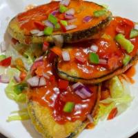 Vegetarian Fish Steak · made from soy protein.