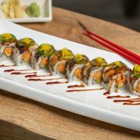 Dragon Fire Roll · Spicy Tuna, Avocado / topped with Eel, Jalapeno, tobiko & Eel Sauce