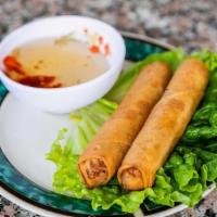 Fried Egg Rolls (2) · (2) Vietnamese egg rolls with taro, carrot, mushroom, and glass noodles, in wheat wrapper an...