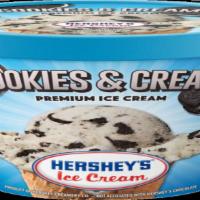 Hershey'S Cookies And Cream Ice Cream -1 Pint · Smooth and creamy vanilla ice cream loaded with tasty cookie chunks!