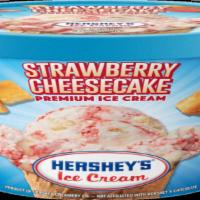 Hershey'S Strawberry Cheesecake Ice Cream -1 Pint · Cheesecake ice cream swirled with strawberry sauce and cheesecake pieces.