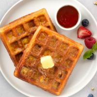 Waffley Legal · Classic homemade waffle served with syrup.