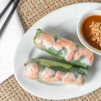 Fresh Summer Rolls – Gỏi Cuốn (2 Rolls) · Lettuce, basil, vermicelli, and Shrimp Served with peanut sauce.