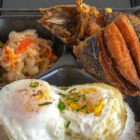 Bangsilog Plate · Marinated fried fish. Breakfast plates include choice of garlic rice or steamed rice, two eg...