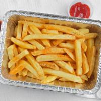 French Fries · A half-size portion of French fries topped with salt and pepper.
