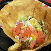 Indian Taco · Batty's recipe! Crispy shell, spicy beef and beans, shredded Cheddar with LTO. The fair ain'...