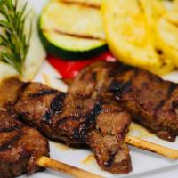Ginger Wasabi Steak Mini Skewers · 3 Skewer meal. Cooked medium & up. Bottom sirloin marinated in our special fresh ginger sauc...