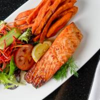 Fresh Atlantic Salmon · 8 oz. meal. Canadian farmed salmon filet, dry-rubbed & roasted in high temp oven. (Gluten Fr...