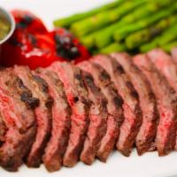 Bottom Sirloin Steak · 2 lbs Fam. pack. USDA choice steak, mesquite grilled & thin sliced. Served with chimichurri ...