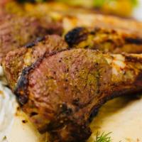 Lamb Chops · 16 Chops Fam. pack. Seasoned with our special mint chardonnay sauce. Mesquite grilled to per...