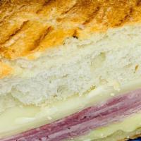 Gourmet Ham And Cheese Panini · Brown sugar ham with french brie and swiss cheese