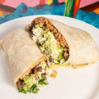 Burrito California · Flour Tortilla Stuffed With Choice of Meat, Beans, Rice, Lettuce, Sour Cream, Guacamole, Pic...