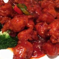 General Tso'S Chicken · Spicy. Fried white meat chicken and served with hot pepper honey sauce.