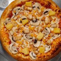 Chicken Supreme Pizza · Comes with our Grilled chicken, mushrooms, sweet corn and pineapples.