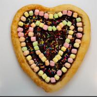 12” Valentines Day Bunny Pizza · Nutella based pizza with Crushed Oreos, Sprinkles and Marshmallows