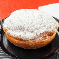 Strawberry Jelly · We use organic strawberries in our strawberry jelly stuffed donut topped with powdered sugar.