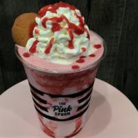 Strawberry Banana Shake · Vanilla bean blended with real strawberries and banana and topped with whipped cream and a N...