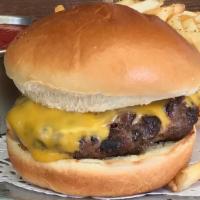 Kids Cheeseburger · Hobbit sized slider, american cheese, slider bun w/ matchstick fries