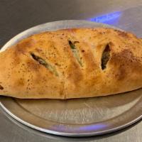 Calzone · Our tasty dough stuffed with Mozzarella and Ricotta cheeses. Add a meat or vegetable of your...