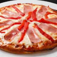 Jamon Y Morrones · smoked ham, roasted peppers, and mozzarella