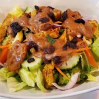 Chicken Peanut Salad · Grilled chicken breast mixed with fresh green cucumber salad and peanut dressing.