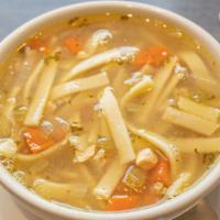 Chicken Noodle · Soup that is made with chicken broth noodles and vegetables.