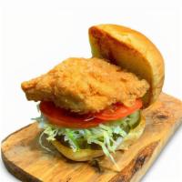 Crispy Chicken Sandwich No Side · Tender chicken marinated in buttermilk and fried to perfection topped with lettuce, tomato, ...