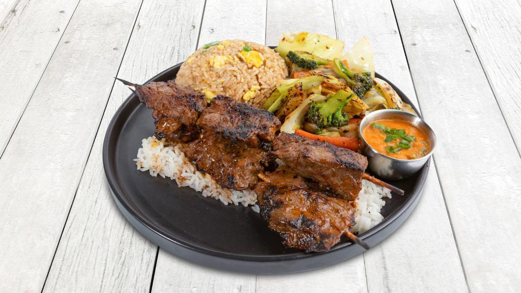 Steak  Anticuchos  · Steak skewers marinated and charbroiled to perfection. Served with choice of 2 sides.