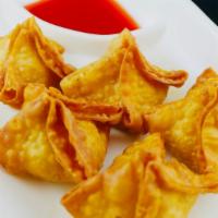Golden Bags · Deep fried wonton skin stuffed with cream cheese and imitation crab. Served with sweet and s...