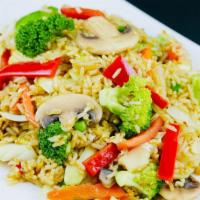 Kow Pad Pak Dinner (Vegetable Fried Rice) · Vegetable Fried Rice: Stir-fried with white rice, white onion, green onion, pea, carrot, bel...
