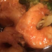 General Tso'S Shrimp · Spicy. Deep-fried shrimp in hot pepper tangy wine sauces with broccoli. Served with your cho...