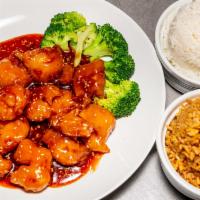 Sesame Shrimp · Spicy. Fried shrimp, broccoli, and red sesame sauce.