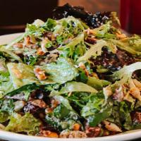 Smoked Grape Salad · applewood bacon, rotisserie chicken, iceberg, mixed greens, candied almonds, goat cheese dre...