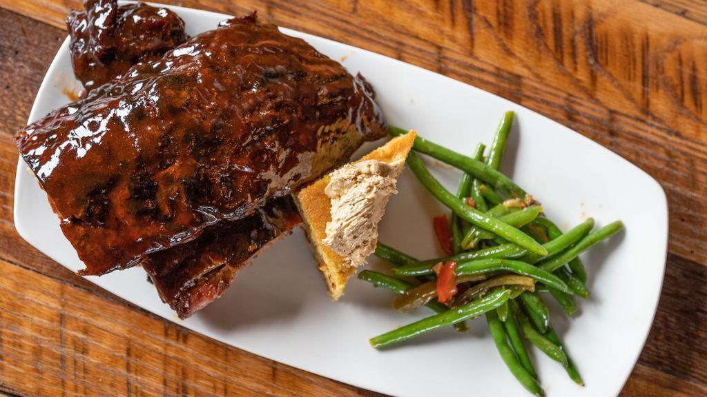 Baby Back Ribs - Family (Half Or Full Rack Only) · dry rubbed and slow smoked pork ribs, brushed with our savory BBQ sauce. Order by 1/2 or full rack. (sides sold separately). GF