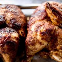 Rotisserie Chicken - Family (Whole Or Half) · dry rubbed, slow-roasted on our woodfired rotisserie. order by 1/2 or whole. (sides sold sep...