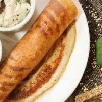 Masala Dosa · Thin savory crepe made of fermented rice & lentil batter filled with spiced mashed potato se...