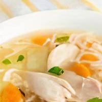 Soup Of The Day · Freshly prepared daily chicken noodle  soup .