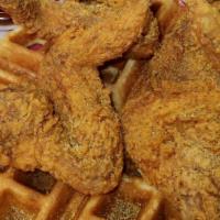 Chicken And Waffle Basket · 4 Whole Wings and Fluffy Belgium Waffle