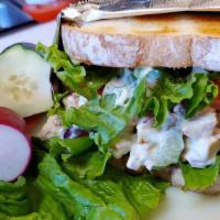 Chicken Salad Sandwich · Served with fries or house salad