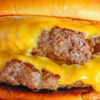 Double Cheeseburger · Double Meat(1lb  angus beef), Cheese & The Works - Mayo, mustard, ketchup, tomato, onions, p...