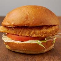 Chicken Sandwich · All White-meat chicken patty, fried to perfection, served with mayo, lettuce, and tomato on ...