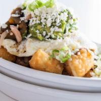 -South First Street Tots- · Tater tots, red-eye gravy, Swiss cheese, fried egg, pickled chiles, guacamole, cotija cheese...
