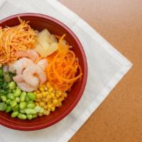 Robert Bowl · Spicy Crabmeat, shrimp, pineapple, carrots, sweet corn, edamame, onion, cilantro, toro soy s...