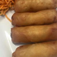 Veggie Spring Rolls (4Pcs) · Crispy veggie roll served with sweet and sour sauce.