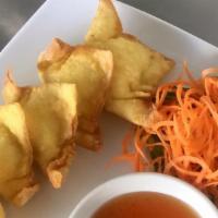 Crab Rangoon · Fried wontons filled with crab stick and cream cheese served with sweet & sour sauce.